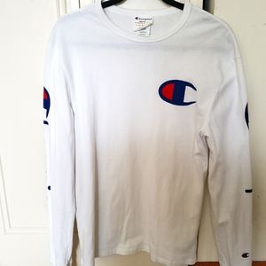 Champion - Heritage White long sleeve logo print t-shirt / Men's size Small